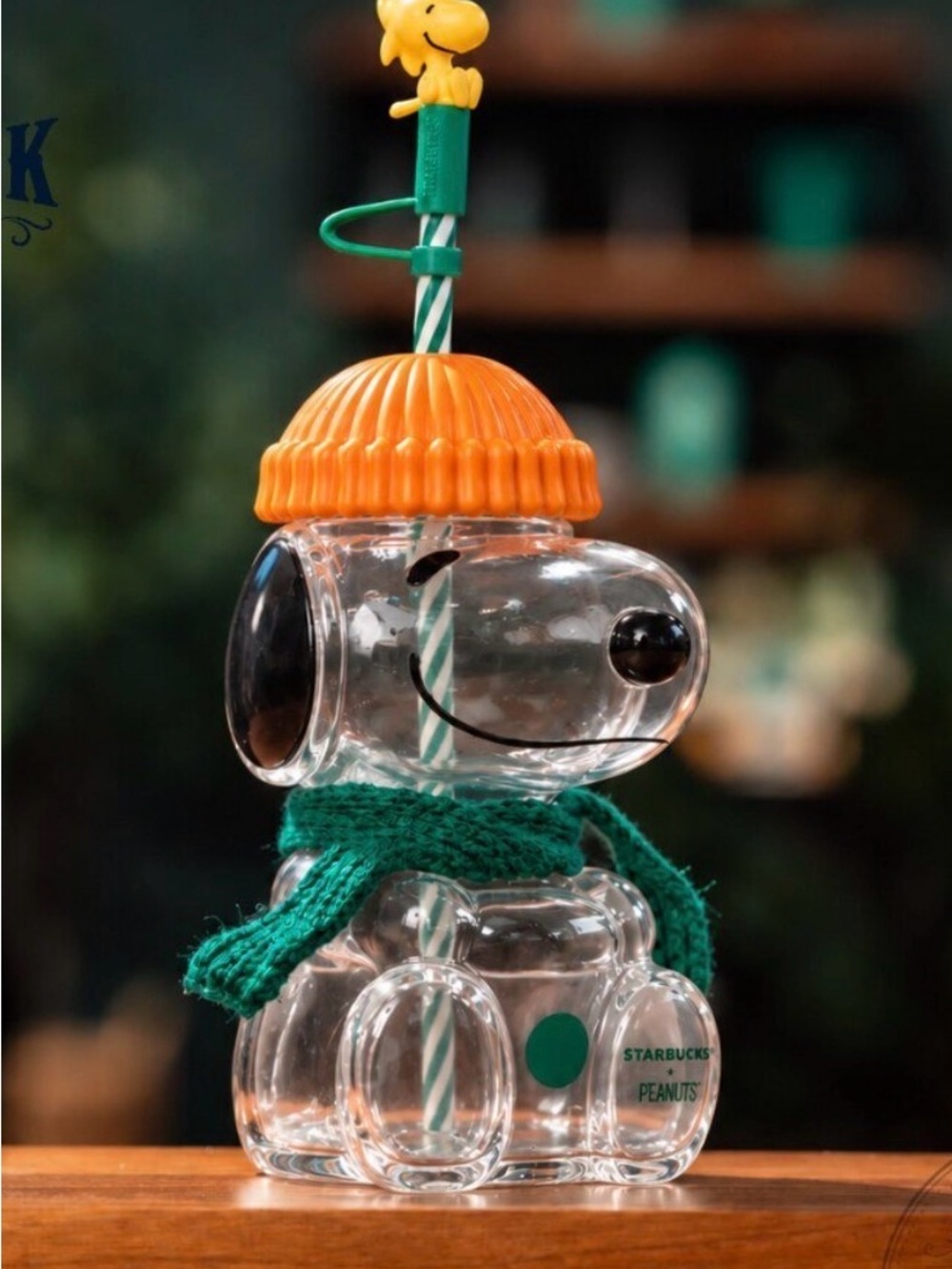 Starbucks Peanuts Snoopy Tumbler Figure in Cream, Orange & Green - Picture 2 of 2